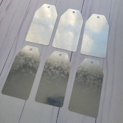 Set of 12 - Blank Galvanized Metal Tin Gift Tags Ornaments - Paper and Fabric Craft Supplies by queenvannascloset on Etsy Craft Embellishments, Ornament Tags, Metal Tags, Tin Gifts, Tabletop Decor, Galvanized Metal, Fabric Craft, Metal Ornament, Paint Pens