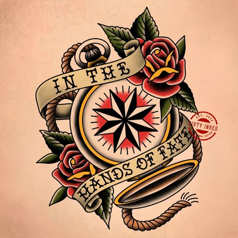 Traditional Compass Tattoo, Old School Tattoo Style, Create Illustration, Shoulder Sleeve Tattoos, Traditional Tattoo Flash Art, Traditional Tattoo Inspiration, American Traditional Tattoo Ideas, Minimalist Tattoo Ideas, Peacock Tattoo