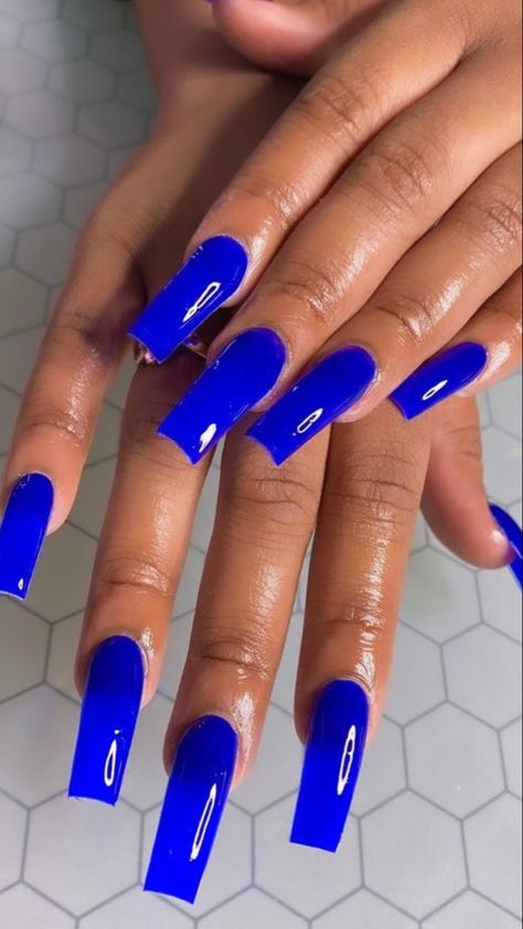 Crip Blue Nails Acrylic, Dark Blue Acrylic Nails, Electric Blue Nails, Drippy Nails, Bratz Art, Prom 2k24, Cobalt Blue Nails, Blue Coffin Nails, Dark Blue Nails