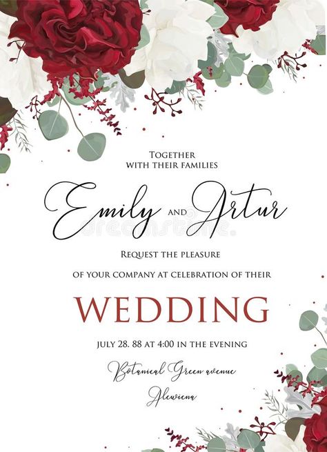 Wedding floral invite, invitation save the date card design with. Red burgundy a #Sponsored , #Sponsored, #Advertisement, #invite, #Wedding, #save, #invitation Free Wedding Invitation Templates, Red Wedding Invitations, Red And White Weddings, Floral Wedding Invitation Card, Burgundy Wedding Invitations, Eucalyptus Branches, White Wedding Invitations, Wedding Anniversary Invitations, Seeded Eucalyptus