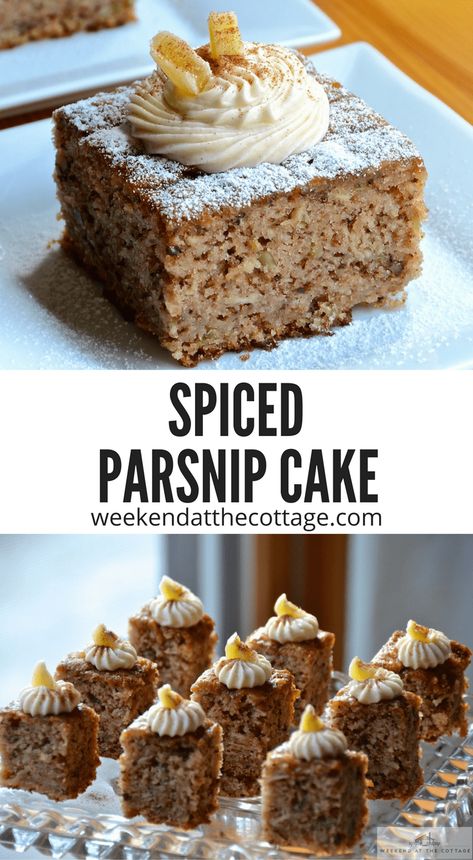 Spiced Parsnip Cake - Weekend at the Cottage Parsnip Cake Recipes, Scandinavian Pastries, Parsnip Cake, Vegetable Cakes, Fancy Baking, Moist Spice Cake, Cottage Recipes, Parsnip Recipes, Veggie Cakes