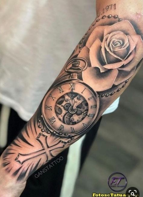 Clock Tattoo Sleeve, Voll Arm-tattoos, Mangas Tattoo, Men Tattoos Arm Sleeve, Forarm Tattoos, Men Tattoo, Forearm Sleeve Tattoos, Cool Forearm Tattoos, Half Sleeve Tattoos For Guys