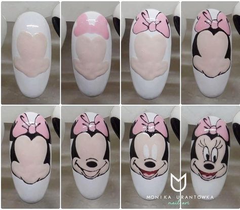 Cartoon Nail Designs, Mickey Mouse Nails, Minnie Mouse Nails, Mickey Nails, Nagellack Trends, Nail Drawing, Nails Cute, Nail Art Disney, Nail Art Designs Videos