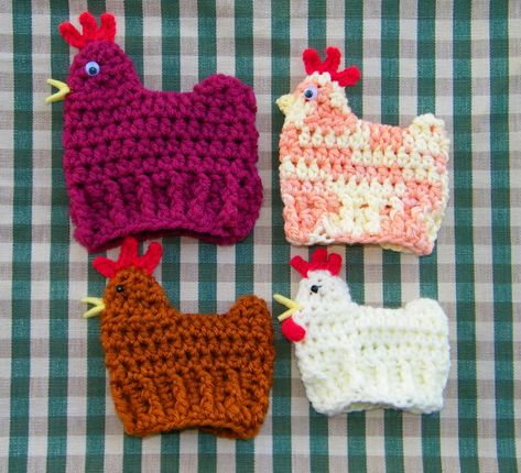 Crochet easter items | Crocheted Easter Chicken Instructions Knitted Chicken, Crochet Egg Cozy, Crocheted Chicken, Crochet Cozies, Egg Cozy, Crochet Egg, Crochet Embellishments, Easter Chicken, Chicken Crafts