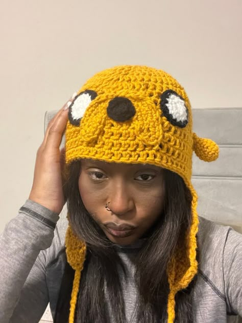 Jake The Dog Crochet Hat, Crochet Hat Inspiration, Dog Hat Pattern, Crochet Character Hats, Jake The Dog, Crochet Men, Confection Au Crochet, Beginner Crochet Tutorial, Bonnet Crochet