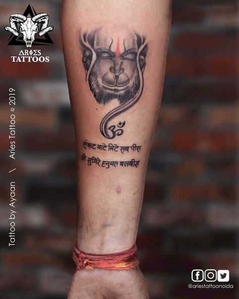 𝗛𝗮𝗻𝘂𝗺𝗮𝗻 𝗧𝗮𝘁𝘁𝗼𝗼 Done by @ayaan_7one .  #hanumantattoo #hanuman #ink #tattoos #hanumanart #godhanuman #lord #noida #delhio #tattooartist Lord Hanuman Tattoo, Tattoo And Meaning, Hindu Tattoos, Lines Tattoo, Hanuman Tattoo, Krishna Tattoo, Tattoos For Men And Women, Mantra Tattoo, Forearm Band Tattoos