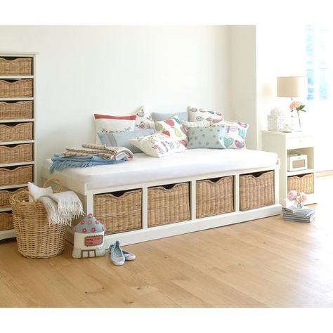 Item of the day: Farmhouse storage bed Storage Day Bed, Diy Day Bed With Storage, Diy Single Bed With Storage, Cube Storage Bed Frame, Cube Storage Bed, Day Bed With Storage, Farmhouse Storage Bed, Farmhouse Bedroom Furniture, Bedroom Design Diy