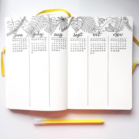 231 Likes, 21 Comments - Meg (@maplebujo) on Instagram: “My future log for my new bullet journal! I am so in love with botanical line drawings these days.…” Future Log, Botanical Line Drawing, Journal Organization, Bullet Journal How To Start A, Bullet Journal Hacks, Bullet Planner, Bullet Journal Weekly Spread, Dot Journals, Bullet Journal Spread