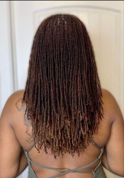 Medium Size Sisterlocks, Brown Sisterlocks, Microlocs Long, Interlocking Microlocs, Brown Microlocs, Hairstyles For Sisterlocks, Micro Sisterlocks, Blonde Sisterlocks, Sisterlocks Color