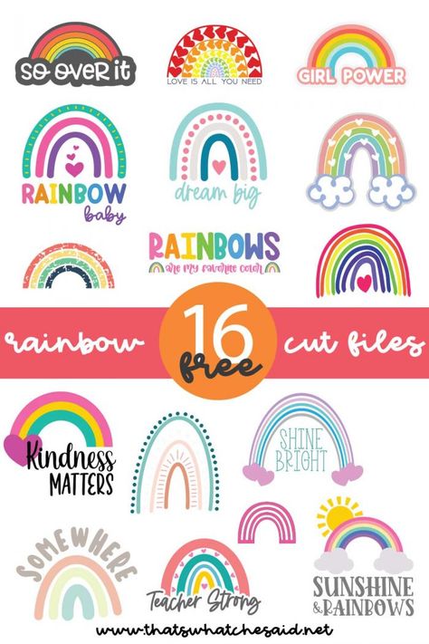 Free Rainbow SVG Files – That's What {Che} Said... Free Sticker Svg Files For Cricut, Free Svg Stickers, Free Cricut Stickers Svg, Rainbow Cricut, Sticker Svg Free, Svg Stickers, Free Keychain Svg Files For Cricut, Lol Svg Free, Rainbow Images Free Printable