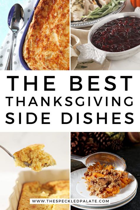 If you're looking for new, delicious and easy Thanksgiving side dishes to make, we've got you covered! From make-ahead casseroles to fun takes on favorite veggies, there's something for everyone. #easyentertaining #holidays #speckledpalate Friendsgiving Sides, Thanksgiving Side Ideas, Easy Thanksgiving Recipes Sides, Best Thanksgiving Sides, Easy Thanksgiving Sides, Healthy Thanksgiving Sides, Side Ideas, Potluck Side Dishes, Best Thanksgiving Side Dishes