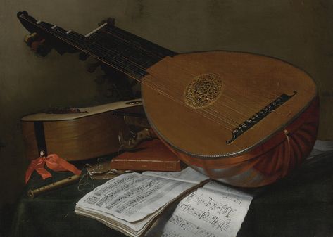 Nicolas-Henry Jeaurat de BertryPARIS 1728 - 1796STILL LIFE WITH A LUTE AND A GUITAR Old Master Paintings, Image Halloween, Master Paintings, Life Paintings, Guitar Art, Caravaggio, Vintage Art Prints, Old Master, Still Life Painting