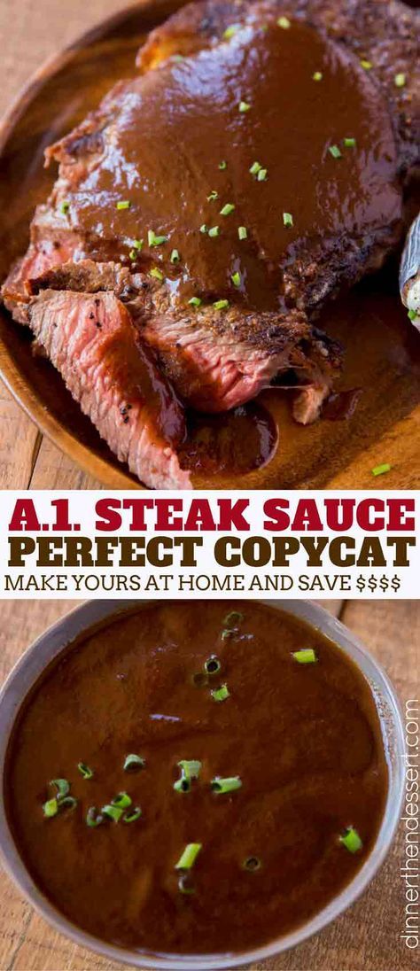 The PERFECT A1 Steak Sauce Copycat made at home for a fraction of the cost but with all the flavor! Steak Sauce Recipe, Steak Sauce Recipes, Seared Salmon Recipes, Skirt Steak Recipes, Chimichurri Recipe, Pan Fried Salmon, Homemade Condiments, Homemade Seasonings, Steak Sauce