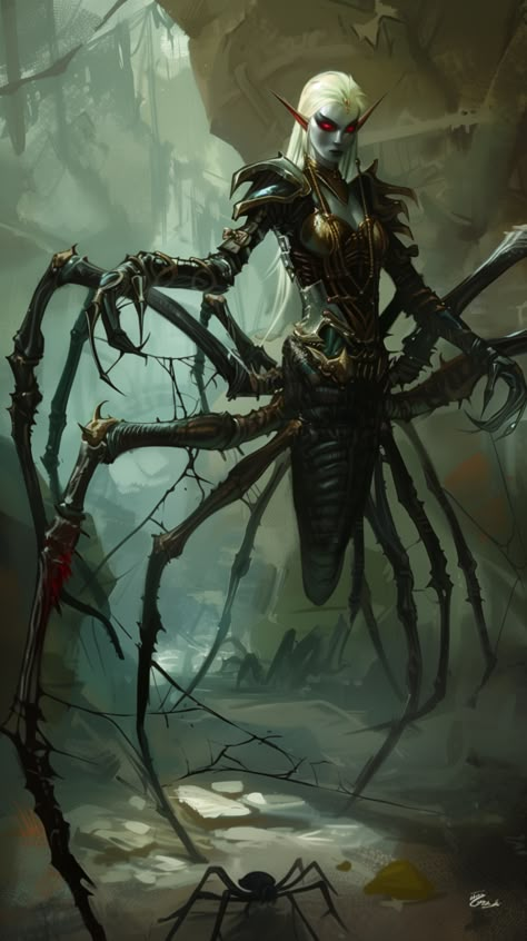 Dnd Devil Art, Fantasy Spider, Spider Monster, Spider Demon, Rpg Monsters, Sharp Features, Dnd Portraits, Monster Inspiration, Terror Art