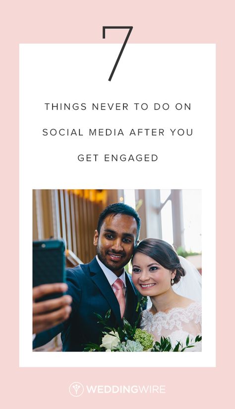 7 Things Never to Do on Social Media After You Get Engaged - Once you get engaged, we know you'll want to share it with EVERYONE! If you'll be posting about your engagement though, there are a few rules you should follow. Read them on WeddingWire!   {Meredith Parnell} Engagement Announcement Post, Classy Engagement Announcement, Proposal Announcement Ideas Social Media, Engagement Rules, Timeline After Engagement, Before You Get Engaged, Announcing Engagement On Social Media, Engagement Posts Social Media Wedding, First Things To Do After Getting Engaged