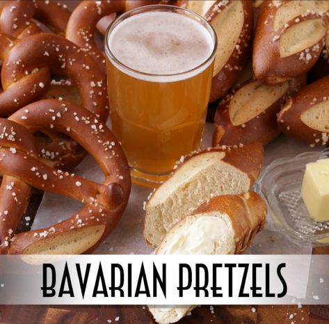 Bavarian Pretzels Bavarian Pretzel, Homemade Hamburger Buns, Bavarian Recipes, Munich Oktoberfest, Ice Cold Beer, Pretzels Recipe, Homemade Hamburgers, Hamburger Buns, Soft Pretzels