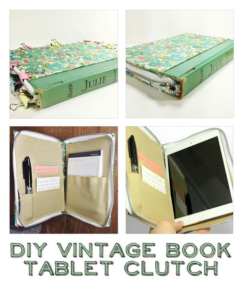 DIY Vintage Book Tablet Clutch #ipad #libertyoflondon Diy Vintage Books, Pochette Portable, Old Book Crafts, In His Image, Book Purse, Book Clutch, Recycled Books, Image Vintage, Old Book