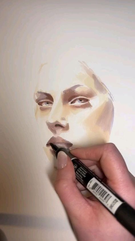 Stunning ProMarker Portrait Drawing 🎨 in 2022 | Sketchbook art inspiration, Art tutorials, Art drawings simple Portrait Painting Tutorial, Tutorials Art, Inspiration Painting, Art Painting Gallery, Painting Art Lesson, Sketchbook Art, Drawings Simple, Art Drawings Sketches Creative, Art Inspiration Painting