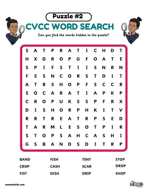 CVCC word search Cvc Word Games, Ccvc Words, Cvcc Words, Thinking Games, First Grade Phonics, English Worksheets For Kids, Word Find, Kids Learning Activities, Cvc Words