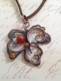 Copper Leaf Pendant with Red Agate. Wire Wrapped Pendant. Autumn Jewelry Gift Fingerprint Jewellery, Autumn Jewelry, Girlfriend Jewelry, Copper Jewellery, Copper Jewelry Handmade, Wire Jewelry Tutorial, Copper Leaf, Wire Wrapping Stones, Diy Wire Jewelry