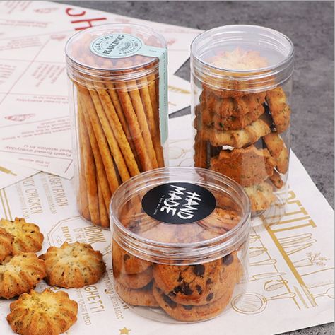 Cookies Container, Jar Cookies, Cookies Packaging, Biscuits Packaging, Packaging Snack, Clear Cookies, Dessert Containers, Cookie Container, Chocolate Pack