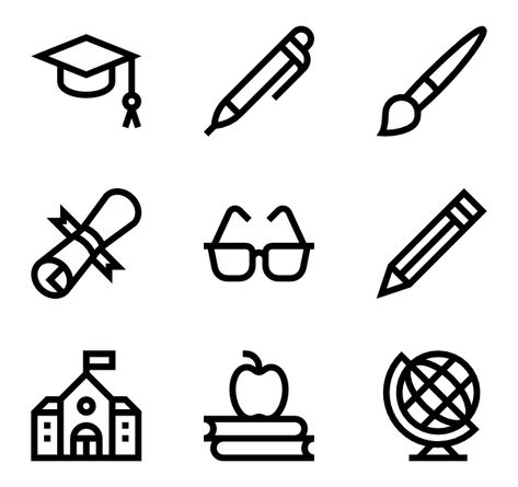 50 Free back to school icons for personal and commercial use. Lineal icons. Download at flaticon.com! #Flaticon #icons #backtoschool Art School Supplies, English Learning Books, Hand Doodles, Map Projects, Easy Drawings For Beginners, School Icon, Black And White Stickers, Sketch Notes, Book Icons