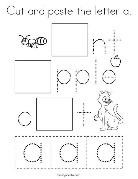 Cut and paste the letter a Coloring Page - Twisty Noodle Letter A For Kindergarten, Activities On Letter A, Prek Letter A, A Activities For Kindergarten, Letter A Phonics Activities, Phonics Letter A, Activities With Letter A, Vowel Worksheets Preschool, Worksheets For Letter A