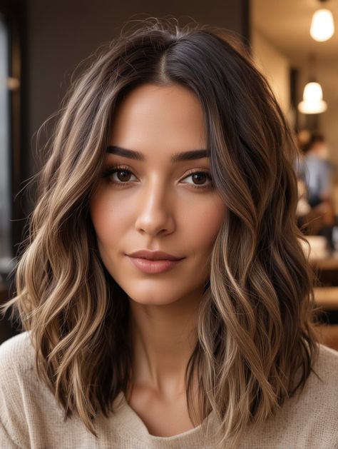 Hair Color Balayage Brunette, Medium Hair Balayage, Balayage Medium Hair, Brunette Hair Colour, Balayage Brunette Short, Women Haircuts, Brunette Balayage, Brunette Hair With Highlights, Caramel Balayage