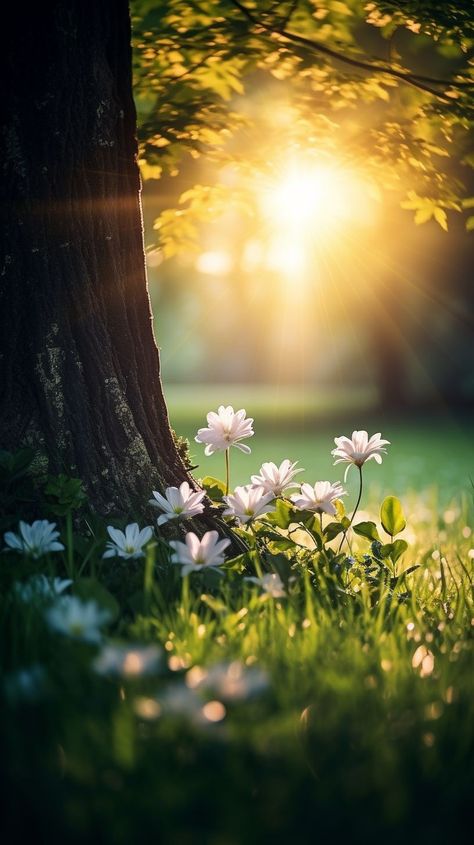 Relaxing Images Aesthetic, Morning Images Photography, Sunrise Photography Mornings, Sunrise With Flowers, Pictures Of Nature Beautiful, Daisy Flower Aesthetic, Morning Sunrise Aesthetic, Cottagecore Photography, Peaceful Pictures