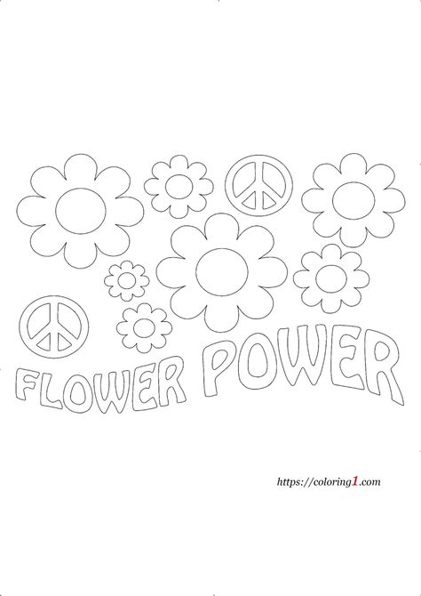 Flower Power Coloring Pages - 2 Free Coloring Sheets (2021) Flower Power Coloring Pages, 70s Coloring Pages Free Printable, Groovy Coloring Pages Free Printable, Groovy Coloring Pages, Coloring Pages Of Flowers, Flower Coloring Pages For Adults, Flower Power Party, 60s Theme, Flower Coloring Sheets