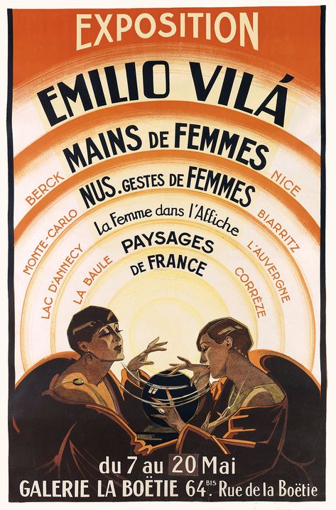 Exposition Emilio Vilá, Mains de Femmes, c. 1920s. | Flickr Poster Competition, Value In Art, Art Deco Poster, Deco Poster, Art Deco Posters, Lightning Strikes, Beautiful Posters, Advertising Poster, Exhibition Poster