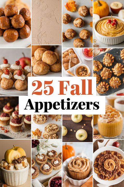 Looking for simple and delicious fall appetizer ideas? These 25 recipes feature easy-to-make snacks that showcase autumn flavors. Think creamy pumpkin dips, savory squash bites, and apple-filled pastries. Perfect for a cozy gathering or a casual get-together. Fall Themed Appetizers, Fall Snacks For Party, Squash Bites, Fall Appetizer Recipes, Fall Appetizers For Party, Dips Savory, Easy Fall Appetizers, Fall Party Snacks, Fall Finger Foods