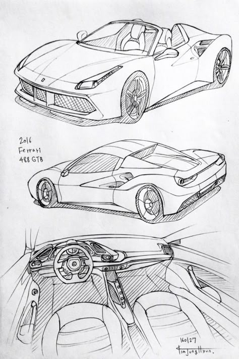 Ferrari Sketch Design, Cars Drawing Reference, Ferrari Car Sketch, Ferrari Car Drawing, Car Drawing Reference, Ferrari Drawing, Car Drawing Ideas, Ferrari Sketch, Auto Drawing