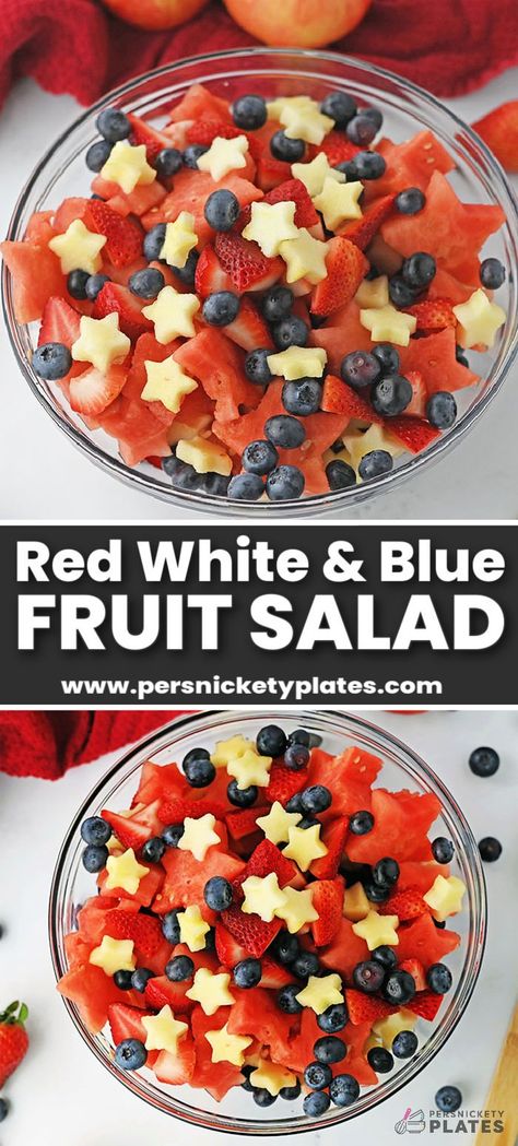 Festive Fruit Salad, Red White And Blue Fruit, Watermelon Fruit Salad, Berry Fruit Salad, Honey Lime Dressing, Dressing For Fruit Salad, Citrus Dressing, Blue Fruit, Fresh Fruit Salad