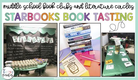 Starbooks Book Tasting in Middle School ELA for Book Clubs and Literature Circles - The Hungry Teacher Poetry Unit Middle School, Middle School Poetry, School Poetry, Reading Marathon, Poetry Middle School, Book Tasting, Poetry Analysis, Elementary Books, Poetry Unit