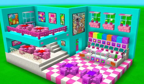 kawaii world Minecraft Ice Cream Shop, Kawaii World Minecraft, Minecraft Shop, Shop Minecraft, Minecraft Town, Minecraft Shops, Minecraft Building, World Cities, Ice Cream Shop