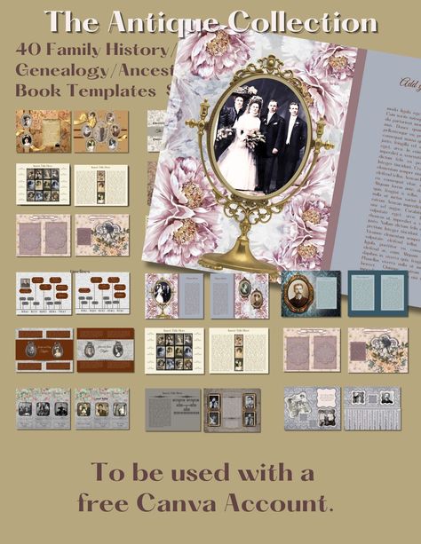 The Antique Collection History Book Layout, Family History Book Layout, Family History Book, Family Tree Genealogy, Family Book, Ancestry Genealogy, History Book, Family Books, Book Layout