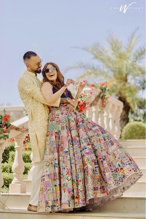 Sangeet Performance, Fish Cut Gown, Pastel Lehenga, Couple Dance Videos, Sangeet Night, Heavy Lehenga, Couple Dance, Indian Wedding Poses, Sangeet Outfit