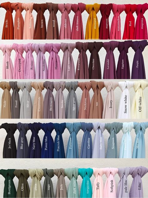 Heavy chiffon hijabs 

Size: 180 × 70 cms 


Note:
 colour may slightly vary due to lighting,no refund/return or exchange for the same

Available in 57 shades Sewing Abaya, Hijab Colours, Colour Shade Card, Clothing Fabric Patterns, Blue Hijab, Hijab Colors, Color Knowledge, Hijab Designs, Hijab Ideas