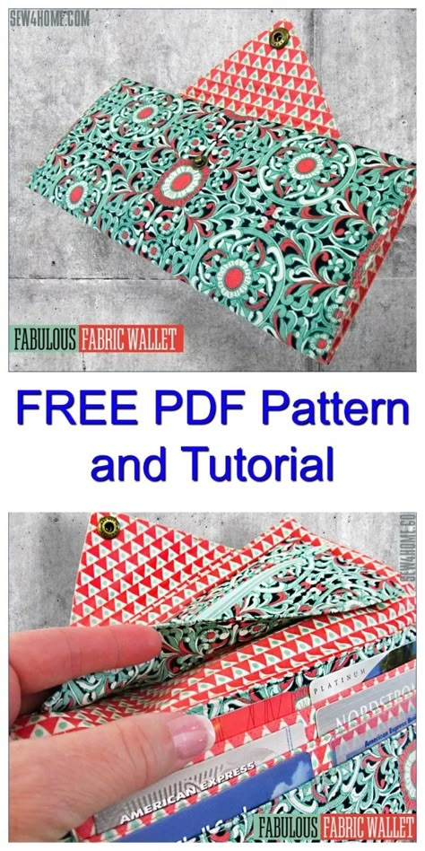 Fabulous Fabric Wallet - FREE pattern & FREE Tutorial - Sew Modern Bags Fabric Wallets Diy Free Pattern, Free Wallet Patterns To Sew, Fabric Wallets, Wallet Pattern Free, Wallet Sewing Pattern, Sew Wallet, Diy Wallet, Fabric Wallet, Fabric Ideas