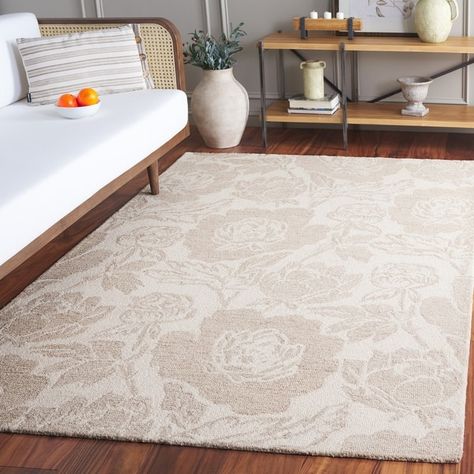 SAFAVIEH Hand-Tufted Jardin Nazifa Country Wool Rug - Bed Bath & Beyond - 40182974 Home Office Rugs, Blush Rug, Decor Things, Dance Floors, Nursery Room Design, Floral Area Rugs, Apartment Ideas, Beige Rug, Senior Year