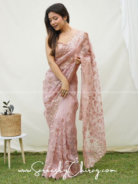 "Grace Woven in Every Thread A Soft Pure Organza Saree Adorned with Exquisite Sequencing Work and Viscose Thread Details. 💖✨ #saree #sareelove #sareefashion #sareestyle #sareedraping #sareelover #partywear #weddingwear #organza #organzasaree #threadwork #womenswear #partywear #weddingwear #sareelook #trendingsaree #indianwear #ethenicwear #bollywoodstyle #trendingsaree #suratsaree #digitalprint #trending #viralsaree #instgram #sareeaddict#instagram #SareeSplendor #ThreadedElegance Brown Organza Saree, Organza Saree With Blouse, Pink Organza Saree, Sequence Saree, Simple Saree Designs, Fancy Sarees Party Wear, Organza Blouse, Simple Sarees, Wedding Pink