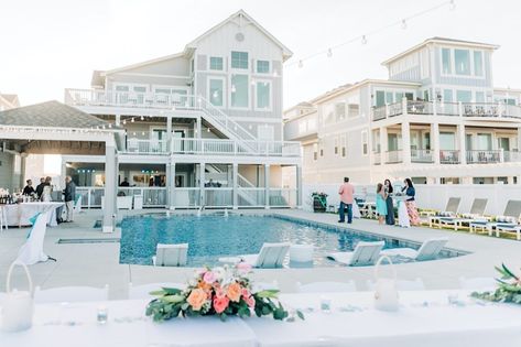 Outer Banks Beach House Wedding | Corolla OBX | Outer Banks House Wedding set up | Beach house decor idea Outer Banks Elopement, Small Beach House Wedding, Beach House Wedding Ideas, Outer Banks Wedding Ideas, Obx Beach House, Outer Banks House, Obx Weddings, Outer Banks Beach Wedding, Outer Banks Beach House