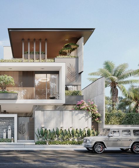 Villa Facade Design, House Structure Design, Modern Bungalow Exterior, Luxury Exterior, Small House Elevation, Architecture Portfolio Design, Contemporary House Exterior, Small House Elevation Design, Modern Architecture Building