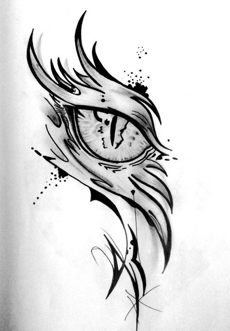 Easy Tattoo Sketches, Wolf Tattoo Drawing Sketches, Gothic Eye Tattoo Design, Dragon Eye Drawing, Watercolor Tattoo Ideas, Easy Dragon Drawings, Small Phoenix Tattoos, Eye Drawings, Small Dragon Tattoos