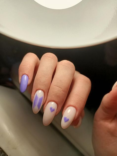 Bts Inspired Nails Purple, Bts Inspired Nail Art, Korean Inspired Nails, Bts Nails Designs, Jungkook Nails, Bts Nails Ideas, Bts Inspired Nails, Nail Bts, Bts Nail Art