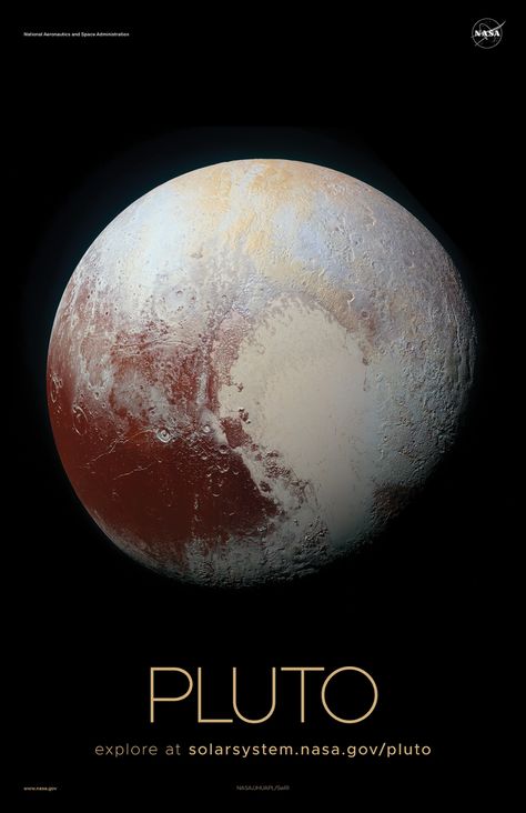 Version C of the Pluto installment of our solar system poster series. Nasa Planets, Planet Pictures, Pluto Planet, Nasa Solar System, Solar System Poster, Nasa Poster, Planet Poster, Astronomy Pictures, Planets And Moons