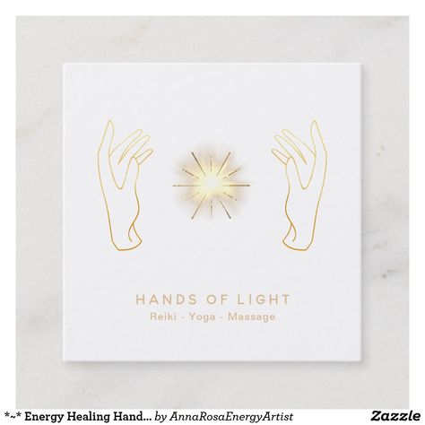 *~* Energy Healing Hands Ball of Reiki Light Square Business Card Hands Of Light, Hands Line Drawing, Healing Design, Reiki Business, Tarot Business, Angel Therapy, Essential Oils Business, Life Coach Business, Therapy Business