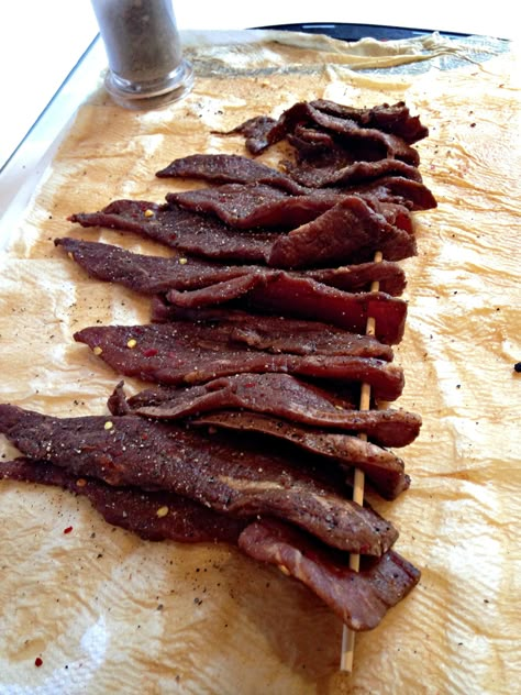 Homemade Beef Jerky - it's easier than you think & made clean at home! Elk Jerky Recipe, Homemade Beef Jerky Recipe, Oven Jerky, Beef Jerky Recipe, Homemade Beef Jerky, Homemade Jerky, Curing Salt, Jerky Recipe, Making Jerky