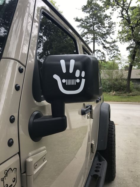 #jeepwave #jeep #wrangler Themed Jeep Wrangler, Stickers For Jeep Wrangler, Jeep Wrangler Sport Accessories, Jeep Sticker Ideas, Cars That Look Like Jeeps, Cool Jeeps Wrangler Black, Car Accessories Jeep, Jeep Wrangler Accessories For Women, Jeep Wrangler Interior Ideas